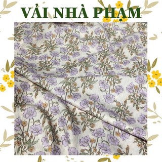 VẢI LỤA TẰM GÂN HOA TÍM-KHỔ 1.5M-VẢI NHÀ PHẠM