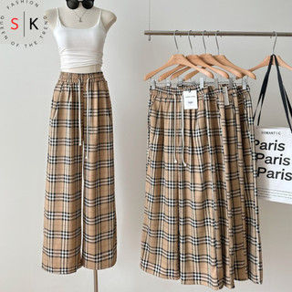 Quần Suông Ống Rộng Đẹp, Quần Dài Kẻ Sọc Cạp Chun Co Dãn Phối Dây Culottes Phong Cách Ulzang Dễ Mặc Siêu Hot-SK