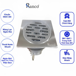 Phễu thoát sàn chống mùi hôi RANCO inox 304 ngăn rác, côn trùng, thoát nước nhanh phi 45.6 RO-242A