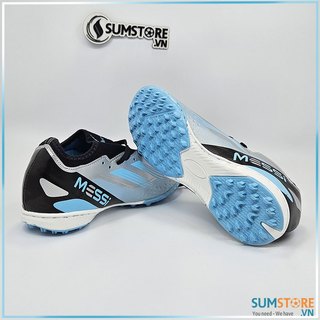 Giày Đá Bóng Sân Nhân Tạo - Mẫu Giày Winbro Cổ Cao Messi 3 Sọc Xám Bạc Cực Đẹp
