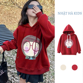 Áo hoodie nỉ bông bé gái size đại từ 13 - 45kg G3 Nhật Hà Kids in hình đáng yêu, chất liêu nỉ bông dày dặn, thoải mái.