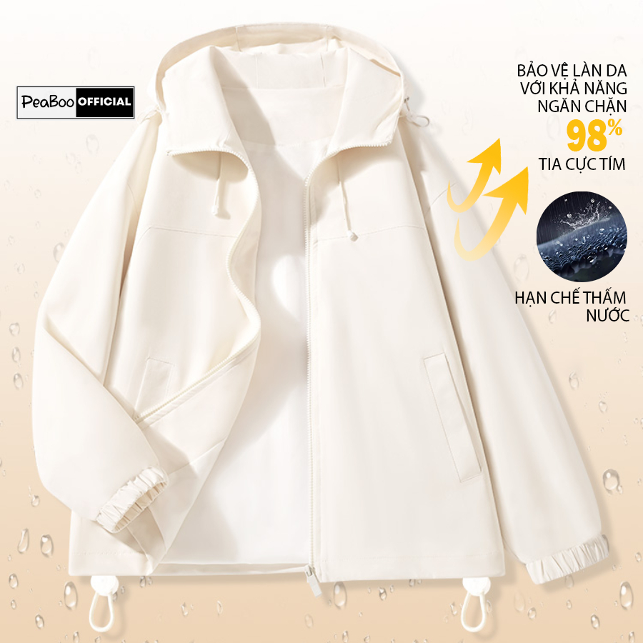 Áo Khoác Gió Nam Nữ Mũ Cao Cấp 2 Lớp PEABOO Chống Nước Chống Nắng Form Rộng Kiểu Dáng Unisex