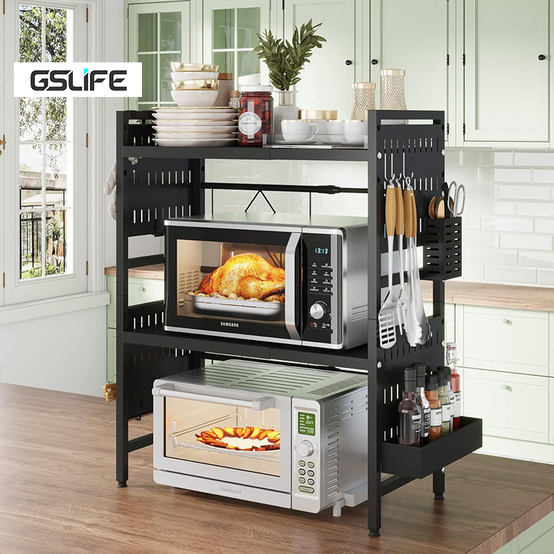 Gslife Kệ Lò Vi Sóng Kích Thước Có Thể Điều Chỉnh-Kệ Để Đồ Nhà Bếp, Kệ Bếp Có Đầy Đủ Phụ Kiện