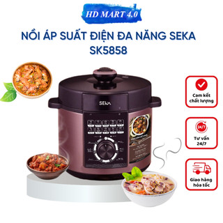Nồi áp suất điện cao cấp đa chức năng SEKA SK5858 dung tích 6L, công suất 1000W, lòng nồi chống dính - Bảo hành 12 tháng