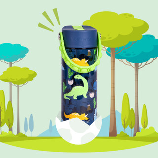  Bình nước Elemental Tritan 530ml màu khủng long - dây đeo Pop Fidget, an toàn sức khỏe