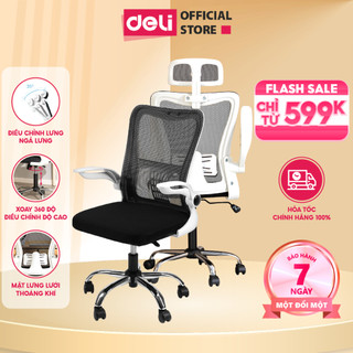  Ghế Xoay Văn Phòng Deli Công Thái Học Ergonomics, Lưng Kép Lưới Thoáng - Điều Chỉnh Độ Cao