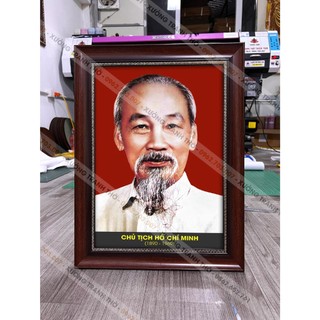 [KHUNG TRON] Tranh Bác Hồ gồm khung 38x50cm y ảnh