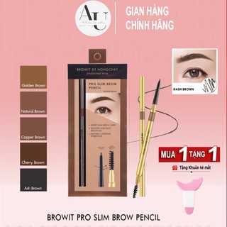 Chì kẻ mày Nongchat Browit Pro Slim Brow Pencil hai đầu phẩy sợi lâu trôi 6 màu sắc tự nhiên