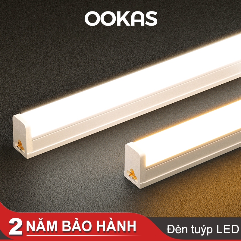 OOKAS Đèn Tuýp Led T5 liền máng tường trang trí 30cm 60cm siêu sáng tiết kiệm điện ánh sáng trắng vàng