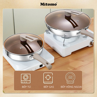 Chảo inox chóng dính đa năng cao cấp Mitomo ULTRA GB48069, nấu trên mọi loại bếp - Hàng chính hãng