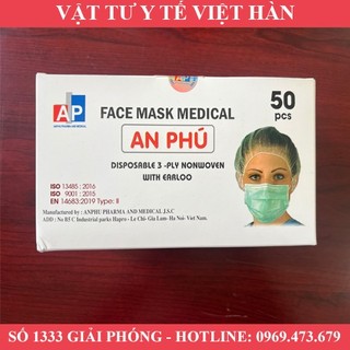KHẨU TRANG Y TẾ 3 LỚP AN PHÚ - KHÁNG KHUẨN - HỘP 50 CHIẾC - XUẤT XỨ VIỆT NAM