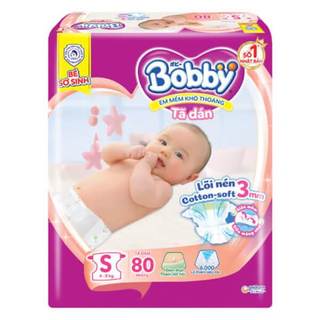 Tã dán bobby size s 80 miếng, s 54 miếng, tã dán dành cho trẻ sơ sinh từ 4 - 8kg
