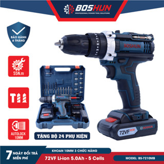 Máy Khoan pin Boshun 72VF 3 chức năng có búa tặng kèm bộ phụ kiện 24 chi tiết bảo hành 12 tháng