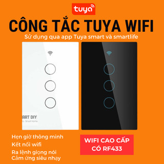 Công Tắc Thông Minh Wifi Tuya, Công Tắc Tuya SmartLife 4 Nút Có Rf433 Cảm Ứng Hình Chữ Nhật Điều Khiển Từ Xa