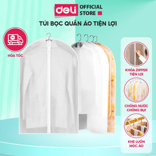 Túi Bọc Quần Áo Treo Tủ Chống Bụi Chống Ẩm Mốc Deli - Túi Trùm Quần Áo PEVA Có Khóa Dày Dặn Dai, Bền