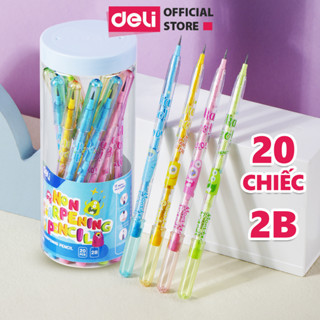 Hộp 20 Bút Chì Khúc 2B Học Sinh Deli Chì Đậm Hình Dễ Thương - Bút Viết Chì Đốt Cho Bé Tập Viết Vẽ Tranh