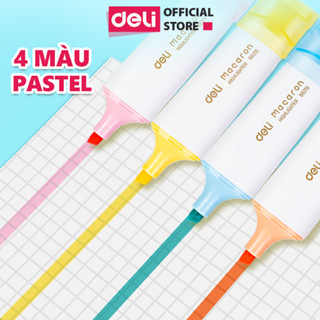 Bút highlight đánh dầu màu macaron Deli - Bút dạ quang đánh dấu nhớ dòng pastel mực đều nhanh khô cho văn phòng học sinh