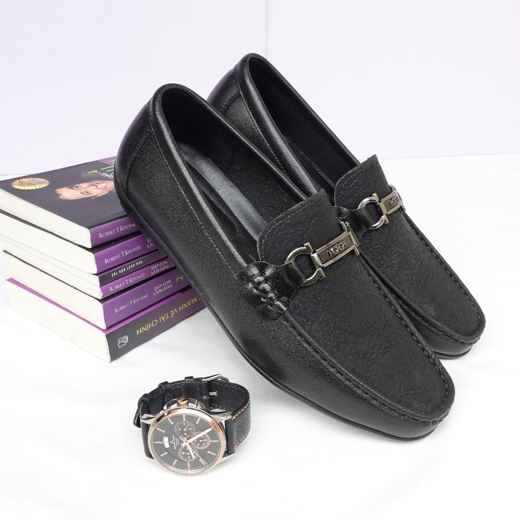 Giày mọi nam da dập vân nhám , đế đúc cao su khâu chắc chắn