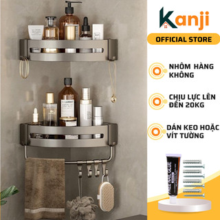 Kệ góc nhà tắm KANJI dán tường đa năng, đựng đồ trong phòng tắm. Nhôm hàng không cao cấp không gỉ, chịu lực lên tới 20k