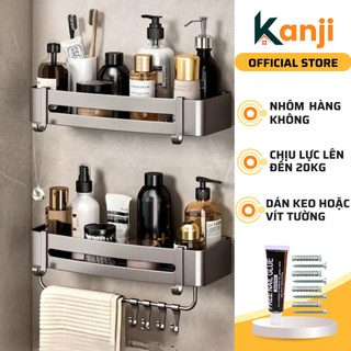 Kệ để đồ nhà tắm KANJI dán tường đa năng, để mỹ phẩm, dầu gội... Nhôm hàng không cao cấp, dàn dặn, chống gỉ sét