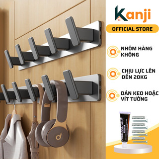 Móc treo quần áo dán tường KANJI đa năng chịu lực, chất liệu nhôm hàng không chống gỉ, tặng kèm keo dán 12g