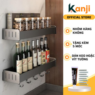 Kệ gia vị nhà bếp dán tường KANJI chịu lực chắc chắn, nhôm hàng không cao cấp, chống gỉ sét