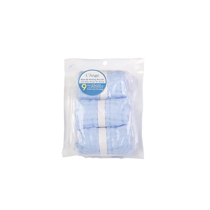 Khăn L'Ange Khăn sữa/khăn cổ 9 lớp 22x22cm cho bé (set 3 cái)