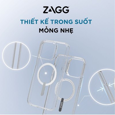 Ốp lưng bảo vệ ZAGG Clear Snap hỗ trợ sạc Magsafe cho iP/táo 14 Series