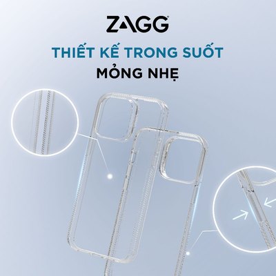 [iPhone14 Series] Ốp lưng ZAGG Clear - trong suốt, hỗ trợ sạc không dây và Magsafe