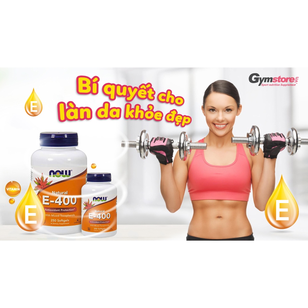 Viên uống Vitamin Now E-400 With Mixed Tocopherols, 250 Softgels - Hỗ trợ làm đẹp da nhập khẩu Mỹ - Gymstore