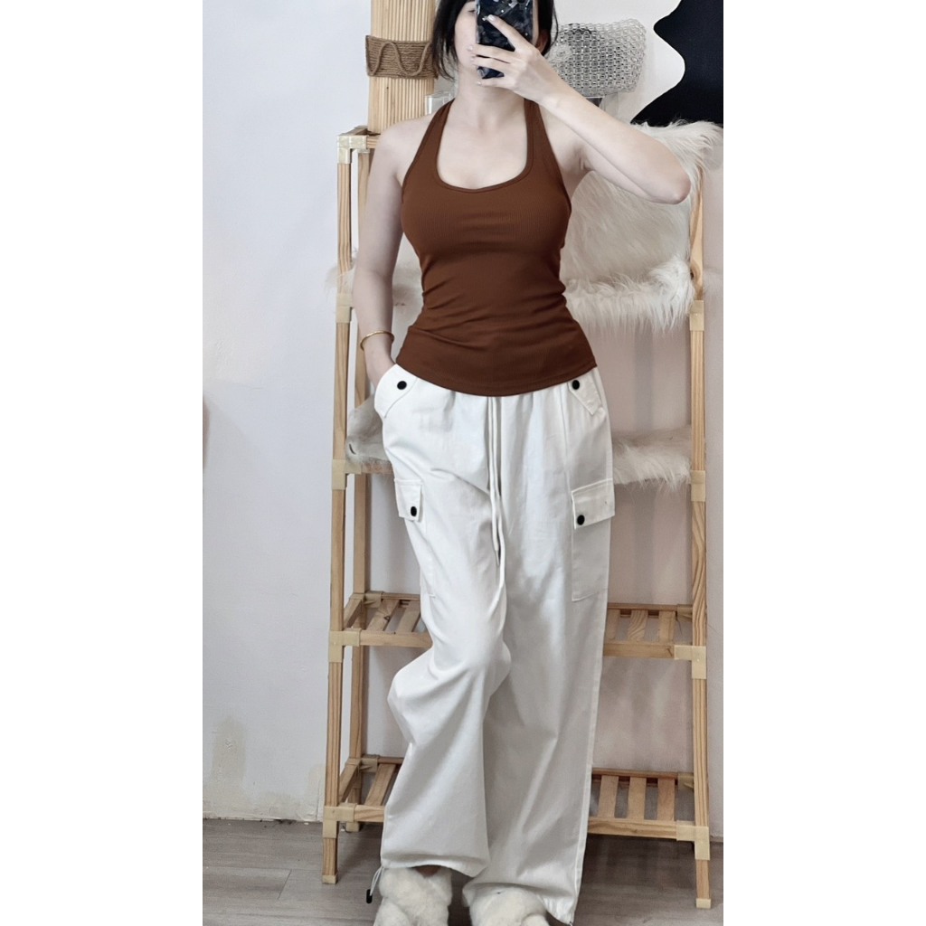 Áo ống cổ yếm, áo quây cổ yếm, áo ba lỗ  cổ yếm phom body mặc hè