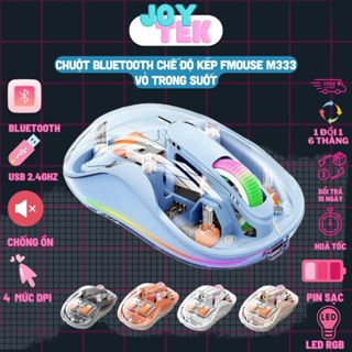 Chuột Silent Bluetooth 3 chế độ M333 Lớp Vỏ Trong Suốt Trang Bị Led RGB Pin 400mah Cho Điện Thoại, Laptop