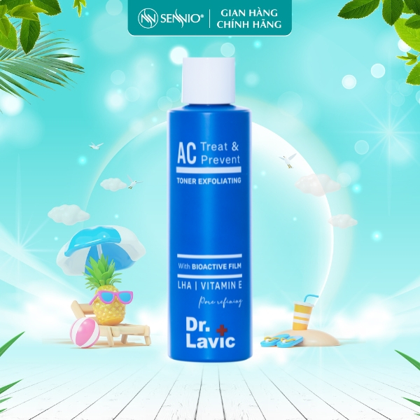 Nước hoa hồng ngừa mụn Dr.Lavic AC Treat & Prevent Toner Exfoliating kiểm soát dầu chống tái phát mụ