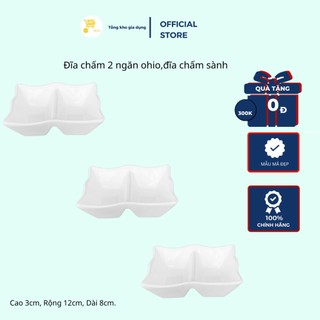 Đĩa Mắm, Đĩa Muối Tiêu, Đĩa Đựng Gia Vị, Đĩa Chấm 2 Ngăn, 3 Ngăn Ohio  Mta_Mart Men Sứ Trắng, Bền, Đẹp