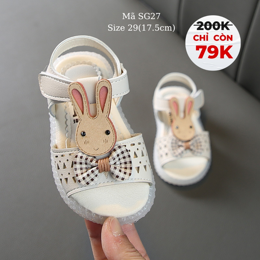 KIDS SHOES Giày sandal quai hậu cho bé gái 4, 5 tuổi đi học, đi biển mùa hè hình thỏ da mềm chống trơn thời trang SG27