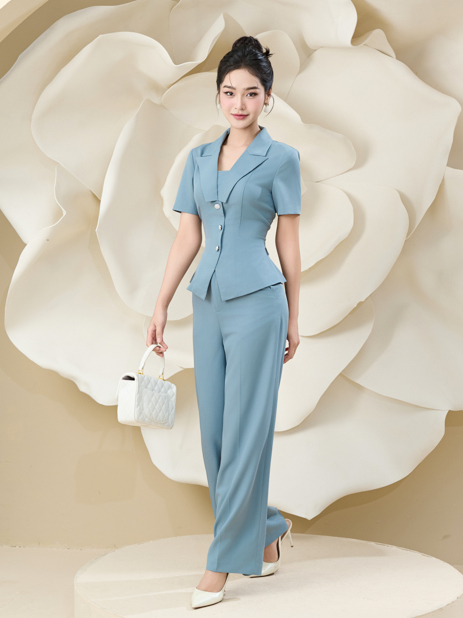 Set bộ công sở cộ tay cổ vest phối quần ống rộng chất kate silk Orchid - BH2P267_BH7S267