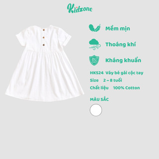 Váy bé gái Haki cộc tay bèo ngực chất 100% cotton cho bé từ 2-8 tuổi HK524