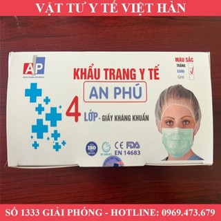 Khẩu Trang Y Tế 4 Lớp Có Logo Kháng Khuẩn,Ngăn Khói Bụi Độc Hại.