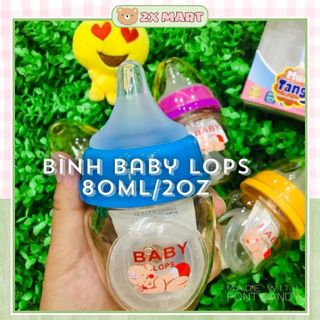 Bình sữa cổ rộng 80ml và 160ml Baby Lops tặng kèm 1 núm ti