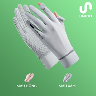  Găng tay hở 2 ngón -Chống nắng chống tia UV -thiết kế dạng lưới thoáng khí -Mẫu mới nhất UNIDO GT04 