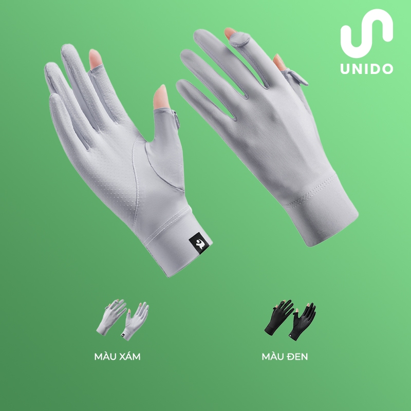  Găng tay hở 2 ngón- Chống nắng chống tia UV- thiết kế dạng lưới thoáng khí- Mẫu mới nhất UNIDO GT05 