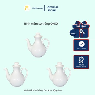 Bình rót, bình mắm sứ trắng ohio mta_mart men sứ trắng, bền, đẹp