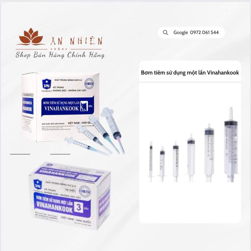 bơm tiêm sử dụng 1 lần VINAHANCOOK đủ size