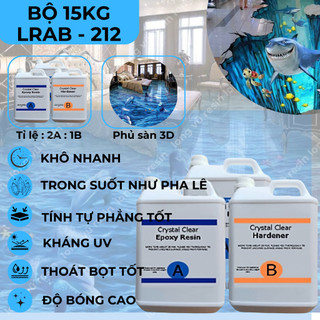 Keo Epoxy Resin [2A:1B, Bộ 15KG] Nhanh Khô 4-8h Đổ Mặt Bàn, Phủ Sàn 3D, Vẽ Cá, Làm đồ Handmade