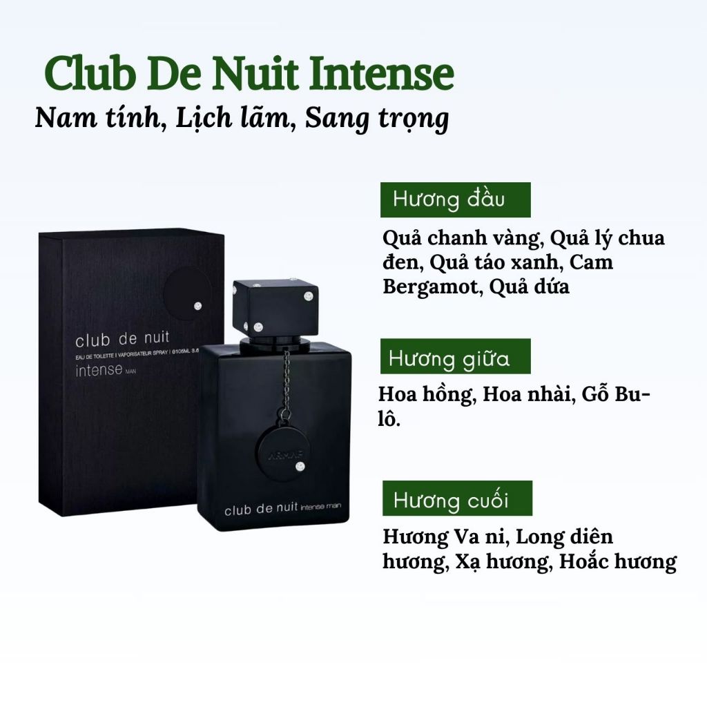 Nước hoa nam Armaf Club De Nuit Intense Man 10ml chính hãng PEMIKI nam tính mạnh mẽ | BigBuy360 - bigbuy360.vn