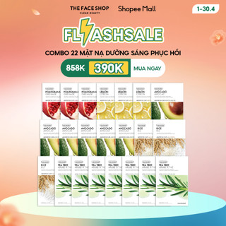  Combo 22 Mặt Nạ Dưỡng Ẩm Sáng Mịn Da THE FACE SHOP Real Nature  20g (mix nhiều loại)