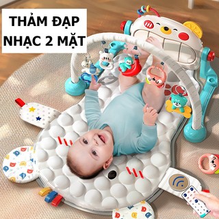 {SIÊU RỘNG 102x86cm} Thảm đạp nhạc GẤU, thảm nhạc đa năng kèm bàn chơi 2 mặt, đồ chơi kích thích phát triển não bộ