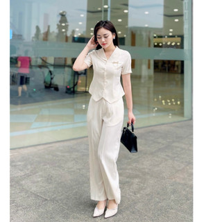 Bộ vest nữ công sở ( áo vest + quần tây ) chát liệu Kaki cao cấp Emvy Fashion s14