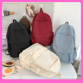 Cặp sách học sinh màu trơn Balo đi học đi chơi phối khóa kéo dây thừng thời trang Hàn Quốc cỡ lớn độc đáo giá rẻ