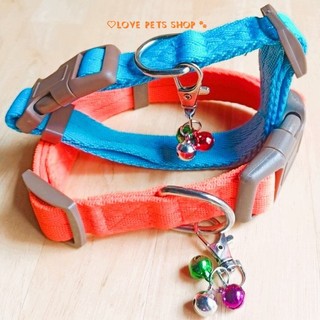 Vòng cổ Chó Mèo khoá nhựa kèm 3 chuông lục lạc nhỏ gắn móc khoá - Love Pets Shop